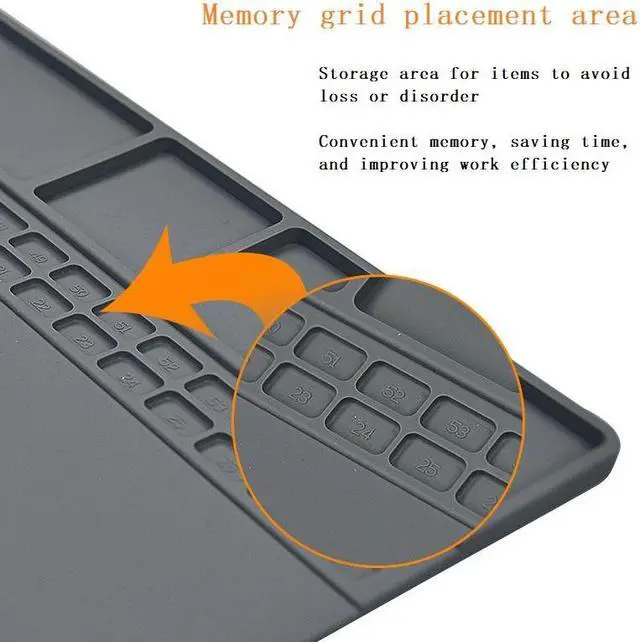 Alt view image 3 of 7 - Anti-Static Mat ESD Safe for Electronic Includes ESD Wristband and Grounding Wire, Silicone Soldering Repair Mat 932°F Heat Resistant for iPhone iPad iMac, Laptop, Computer, 15.9 x 12 Grey