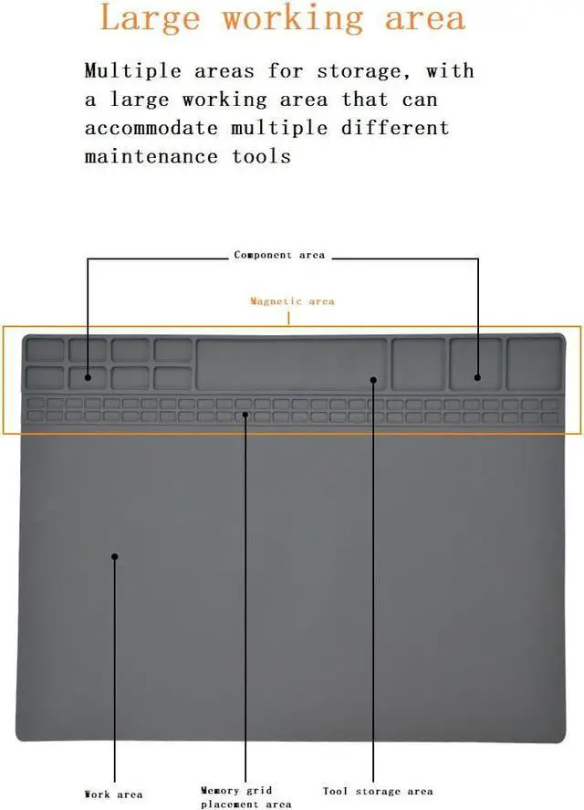 Alt view image 6 of 7 - Anti-Static Mat ESD Safe for Electronic Includes ESD Wristband and Grounding Wire, Silicone Soldering Repair Mat 932°F Heat Resistant for iPhone iPad iMac, Laptop, Computer, 15.9 x 12 Grey
