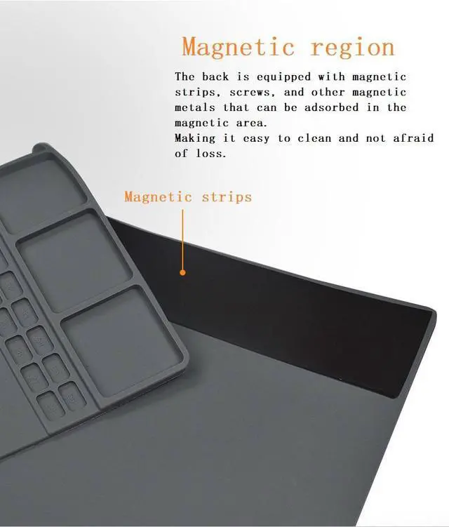 Alt view image 4 of 7 - Anti-Static Mat ESD Safe for Electronic Includes ESD Wristband and Grounding Wire, Silicone Soldering Repair Mat 932°F Heat Resistant for iPhone iPad iMac, Laptop, Computer, 15.9 x 12 Grey