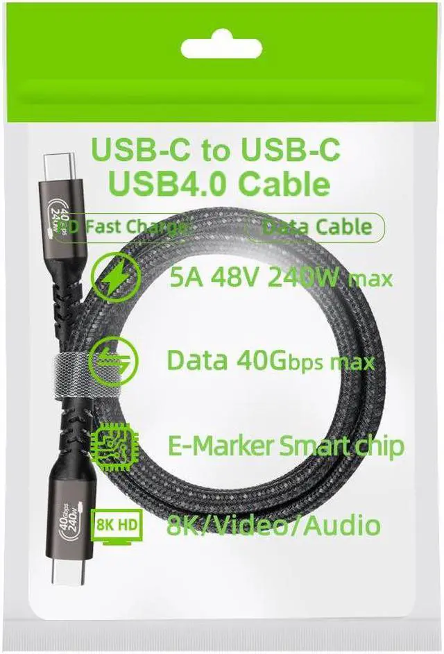 Alt view image 3 of 6 - USB 4 Cable, Thunderbolt 4/3 Cable 40Gbps Data Transfer 240W Fast Charging USB4 Cable Compatible with Thunderbolt 4/3/ MacBook Pro/iPad Pro/Smart Phone and More 0.66 ft. Straight