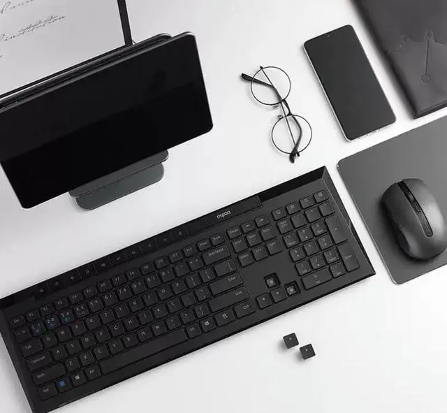 Alt view image 3 of 7 - CORN Wireless Keyboard and Mouse Combo, 5.0/3.0 Bluetooth, 2.4GHz Wireless Connection with USB Receiver for PC Desktop Computer Laptop Mac Tablet(Black)