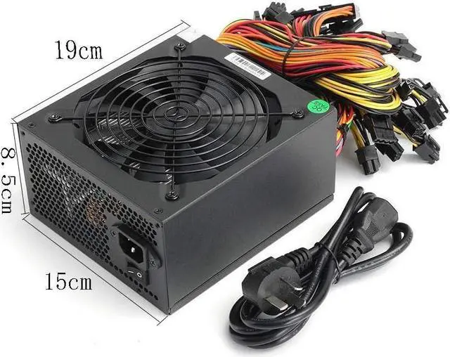 Alt view image 11 of 11 - 1600W Full Modular Mining Power Supply, 110V-240V ATX PSU for Bitcoin Miner ETH Rig Supports 6 GPU, 90+ Gold Certified with US Plug Adapter Cable
