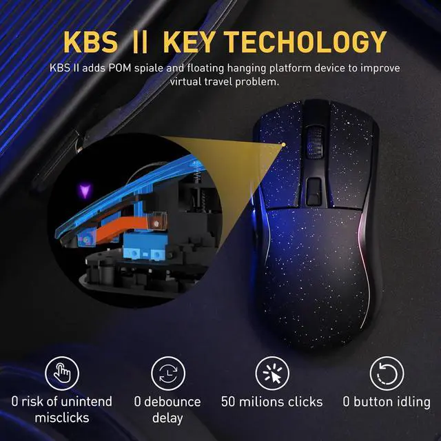 Alt view image 5 of 6 - CORN Wireless Gaming Mouse with RGB Charging Dock,High-Precision Sensor,Programmable Side Buttons and 120Hr Long-Lasting Battery,Up to 12K DPI,Great for PC Gaming Tablet Mac DAREU