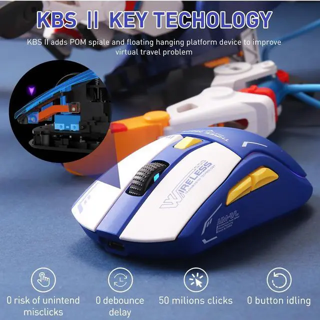 Alt view image 5 of 6 - CORN Wireless Gaming Mouse with RGB Charging Dock,High-Precision Sensor,Programmable Side Buttons and 120Hr Long-Lasting Battery,Up to 12K DPI,Great for PC Gaming Tablet Mac DAREU Blue