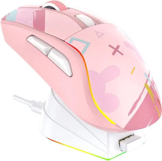 Main image of CORN Wireless Gaming Mouse with RGB Charging Dock,High-Precision Sensor,Programmable Side Buttons and 120Hr Long-Lasting Battery,Up to 12K DPI,Great for PC Gaming Tablet Mac DAREU Pink