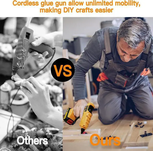 Alt view image 5 of 7 - Cordless Hot Glue Gun 100W for dewalt 20V Battery Handheld Wireless Power Glue Gun Full Size with 12pcs Glue Sticks(0.43") for Art DIY Craft Home Repair School(Battery Not Included)