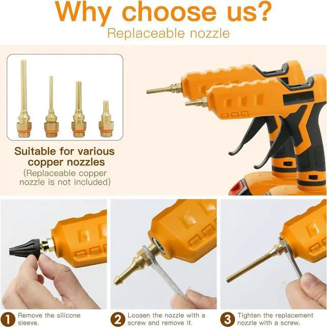 Alt view image 4 of 7 - Cordless Hot Glue Gun 100W for dewalt 20V Battery Handheld Wireless Power Glue Gun Full Size with 12pcs Glue Sticks(0.43") for Art DIY Craft Home Repair School(Battery Not Included)