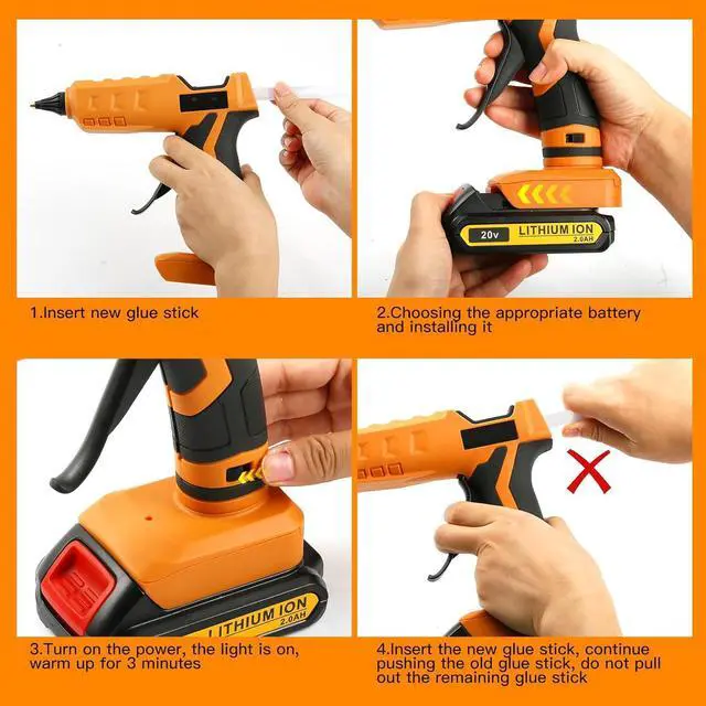 Alt view image 6 of 7 - Cordless Hot Glue Gun 100W for dewalt 20V Battery Handheld Wireless Power Glue Gun Full Size with 12pcs Glue Sticks(0.43") for Art DIY Craft Home Repair School(Battery Not Included)