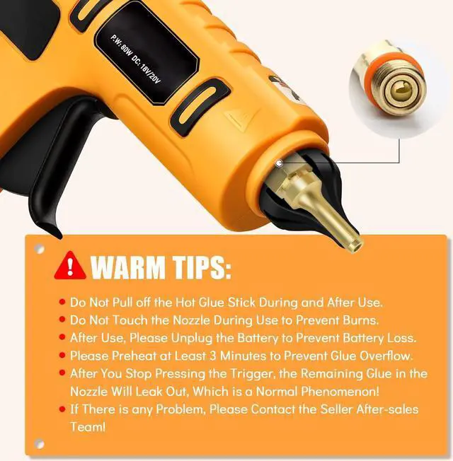 Alt view image 6 of 7 - Cordless Hot Glue Gun for Dewalt 18V/20V Battery, Handheld Wireless Power Heavy Duty Hot Glue Gun Full Size Kit with 20pcs 0.43'' Hot Glue Sticks for Home Repair, Arts & Crafts(Battery NOT Include)