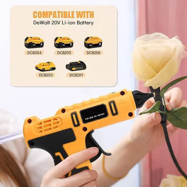 Alt view image 2 of 7 - Cordless Hot Glue Gun for Dewalt 18V/20V Battery, Handheld Wireless Power Heavy Duty Hot Glue Gun Full Size Kit with 20pcs 0.43'' Hot Glue Sticks for Home Repair, Arts & Crafts(Battery NOT Include)