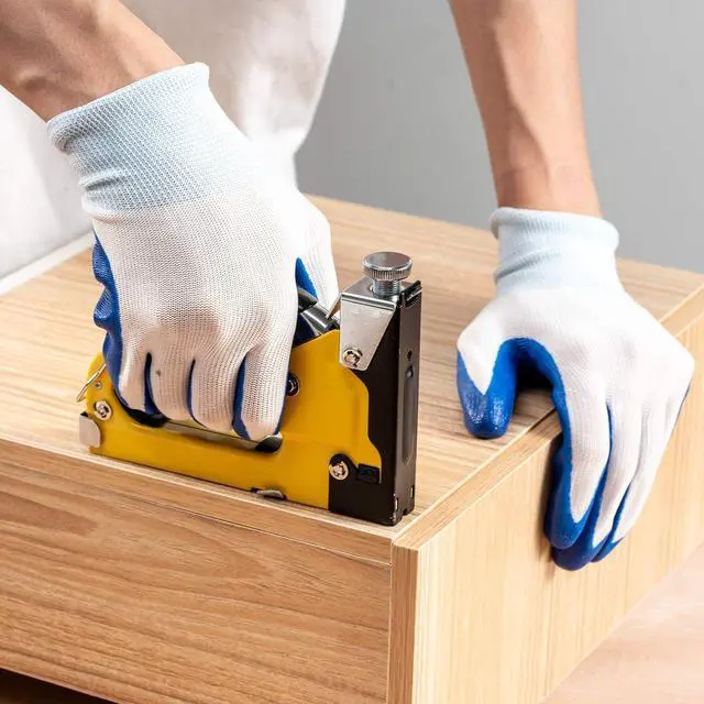 Alt view image 7 of 7 - Upholstery 4 in 1 Staple Gun Heavy Duty, with 6000 Staples, Remover, Gloves, Manual Brad Nailer Power Adjustment Stapler Gun for Wood, Upholstery, Carpentry, Decoration DIY Staple Gun