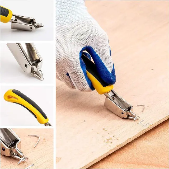 Alt view image 5 of 7 - Upholstery 4 in 1 Staple Gun Heavy Duty, with 6000 Staples, Remover, Gloves, Manual Brad Nailer Power Adjustment Stapler Gun for Wood, Upholstery, Carpentry, Decoration DIY Staple Gun