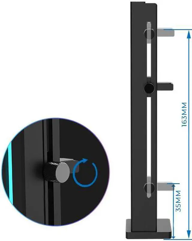 Alt view image 3 of 7 - HERACLES ARGB Graphics Card Stand - Addressable RGB, Syncs With Other +5V ADD-RGB Devices with Motherboard Control, Metal Stand, Height Adjustable, Magnetic Base-Black