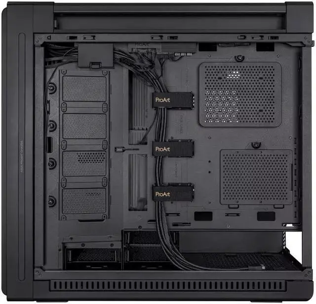 Alt view image 4 of 7 - ProArt PA602 E-ATX computer case, 420 mm radiator support, one 140 mm and two 200mm pre-installed system fans, front panel IR dust indicator, power lock latch, tool-less PCIe mounting, USB 20Gbps