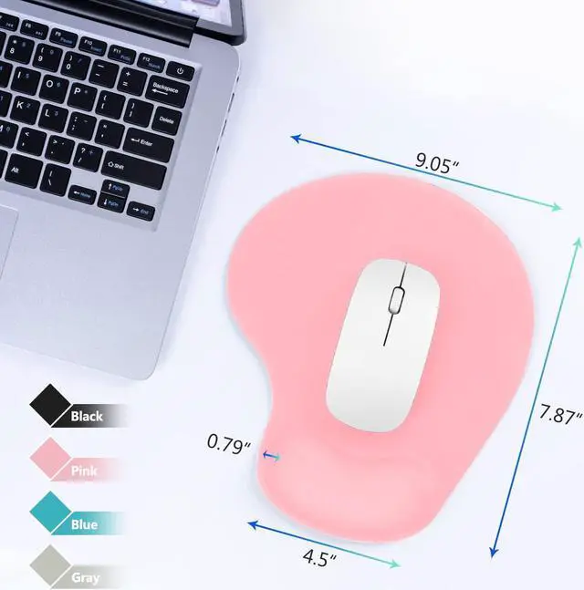 Alt view image 2 of 6 - Mouse Pad, Ergonomic Mouse Pad with Comfortable Gel Wrist Rest Support and Lycra Cloth, Non-Slip PU Base for Easy Typing Pain Relief, Durable and Washable, Pink