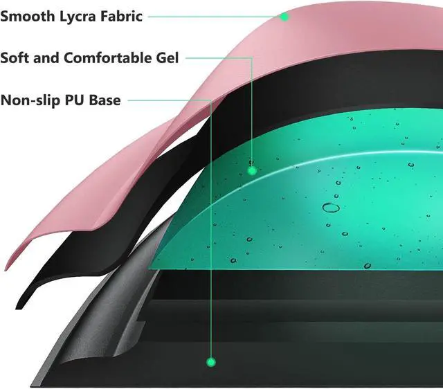 Alt view image 4 of 6 - Mouse Pad, Ergonomic Mouse Pad with Comfortable Gel Wrist Rest Support and Lycra Cloth, Non-Slip PU Base for Easy Typing Pain Relief, Durable and Washable, Pink