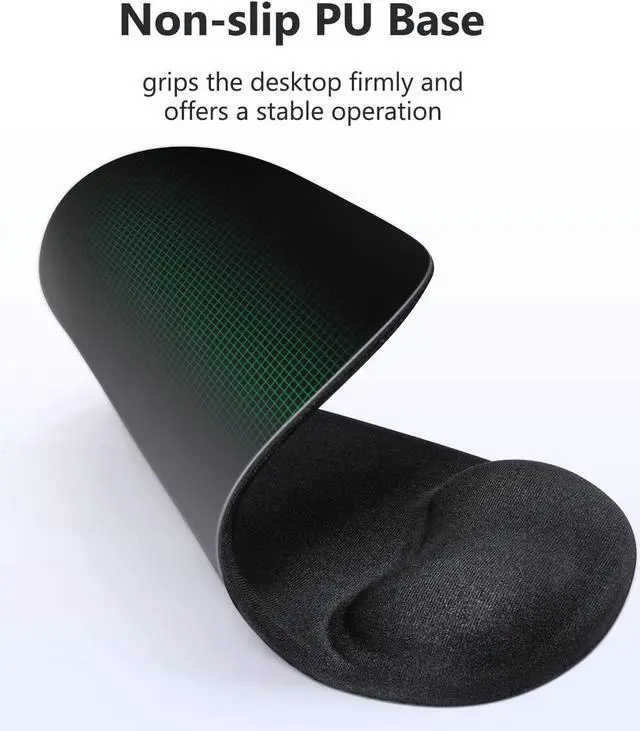 Alt view image 5 of 6 - Mouse Pad, Ergonomic Mouse Pad with Comfortable Gel Wrist Rest Support and Lycra Cloth, Non-Slip PU Base for Easy Typing Pain Relief, Durable and Washable, Classic Black