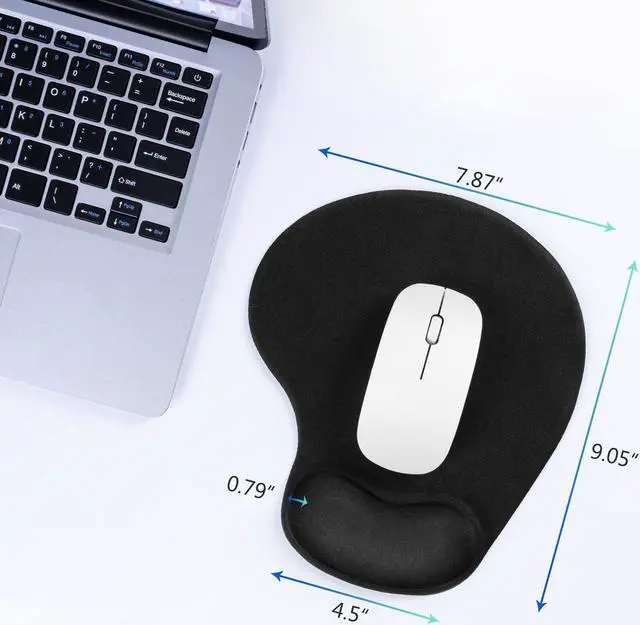 Alt view image 6 of 6 - Mouse Pad, Ergonomic Mouse Pad with Comfortable Gel Wrist Rest Support and Lycra Cloth, Non-Slip PU Base for Easy Typing Pain Relief, Durable and Washable, Classic Black
