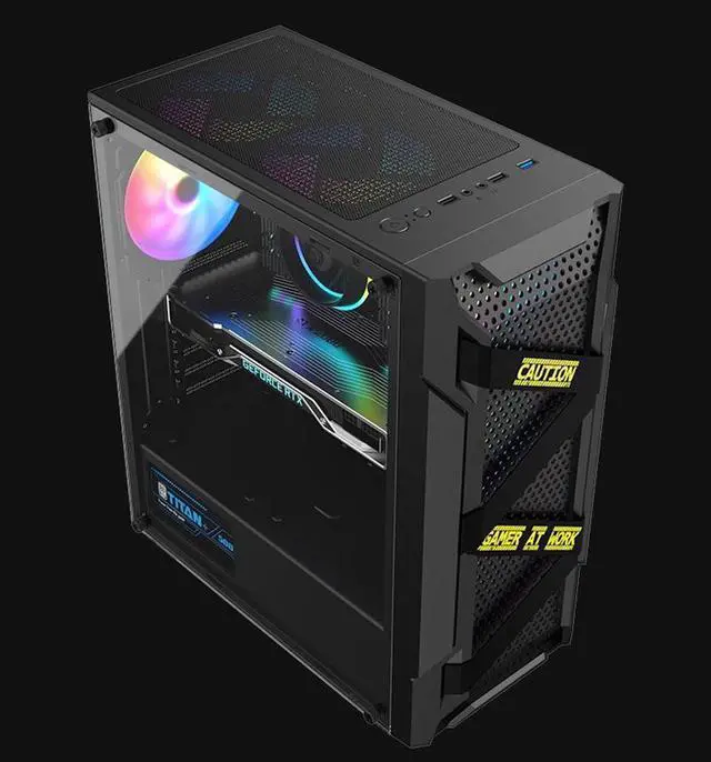 Alt view image 3 of 3 - CORN Mid-Tower Compact Computer Case for ATX/Micro AT/Mini ATX Motherboards, 240mm Radiator/120mm*6 Fans Support