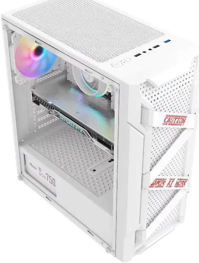 Alt view image 2 of 4 - CORN White Mid-Tower Compact Computer Case for ATX/Micro AT/Mini ATX Motherboards, 240mm Radiator/120mm*6 Fans Support