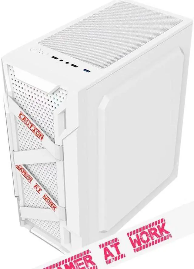 Alt view image 3 of 4 - CORN White Mid-Tower Compact Computer Case for ATX/Micro AT/Mini ATX Motherboards, 240mm Radiator/120mm*6 Fans Support