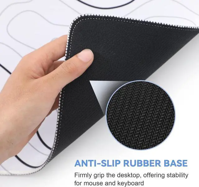 Alt view image 4 of 6 - Large Gaming Mouse Pad Desk Pad 31.5 x 11.8in Black and White Mouse Pad for Keyboard, Topographic Mouse Pad with Anti-Slip Rubber Base, Extended Mouse Pad XL Keyboard Pad for Mouse