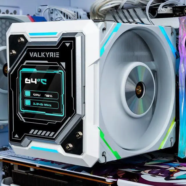 Alt view image 2 of 7 - R125 LOKI VK CPU Air Cooling Radiator, Welded 7 Heat Pipe Pure Copper Base, 2.4-Inch IPS Detachable Digital Display, TDP 245W, ARGB Fan,Support Intel 115X/1200/1700/20XX , AMD AM4/AM5(White)