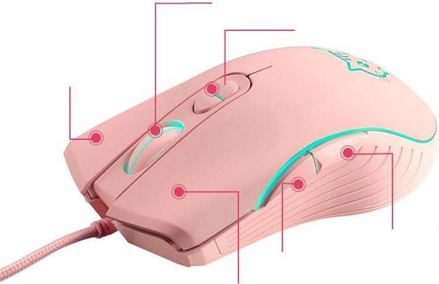Alt view image 2 of 7 - CORN Ergonomic Design,Cool Exterior 2400DPI USB LED Wired Gaming Mouse Slient For Office And Game - Pink Cat Mice
