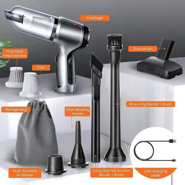 Alt view image 2 of 7 - Compressed Air Duster & Mini Vacuum Keyboard Cleaner, 3 in 1 Keyboard Vacuum Cleaner Wireless Handheld,Car Vacuum with Brushless Motor 12000PA High Power and TypeC