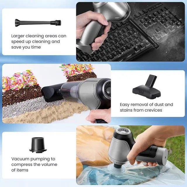 Alt view image 5 of 7 - Compressed Air Duster & Mini Vacuum Keyboard Cleaner, 3 in 1 Keyboard Vacuum Cleaner Wireless Handheld,Car Vacuum with Brushless Motor 12000PA High Power and TypeC
