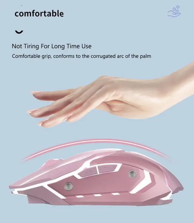 Alt view image 5 of 7 - C6  Ergonomic Design,Cool Exterior 3200DPI  USB Wired Gaming Mouse-Pink Color , 4 Adjustable Breathing Lights, 6 Programmable Buttons