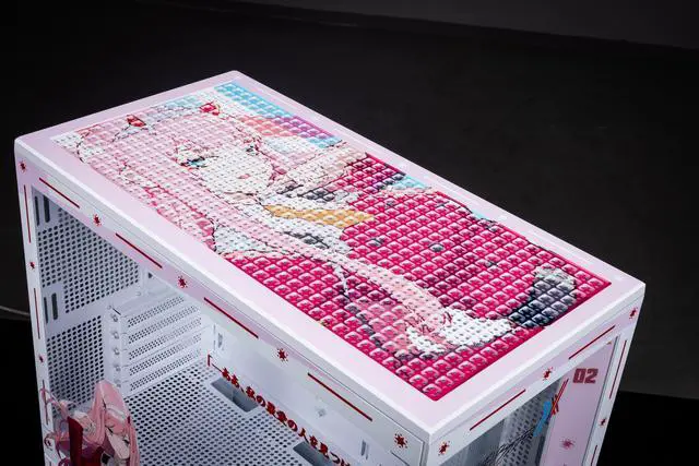 Alt view image 7 of 7 - CORN Bauhaus Micro-ATX ITX Cpmputer Case, 6 Sides + 2 Light Panels Could Be Customized with HD Images(DARLING in the FRANXX 02)