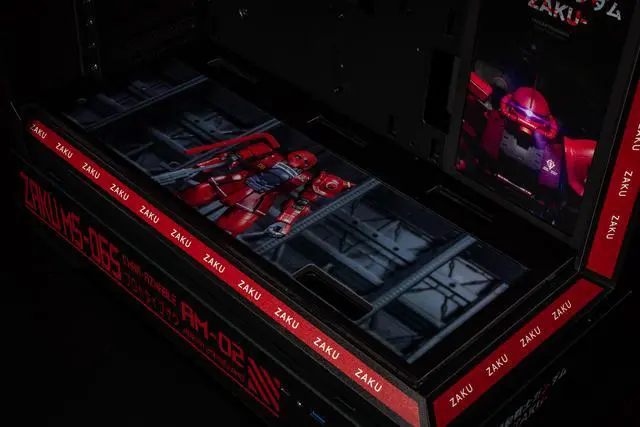 Alt view image 6 of 7 - CORN Bauhaus Micro-ATX ITX Cpmputer Case, 6 Sides + 2 Light Panels Could Be Customized with HD Images(Gundam ZAKU M5-065)