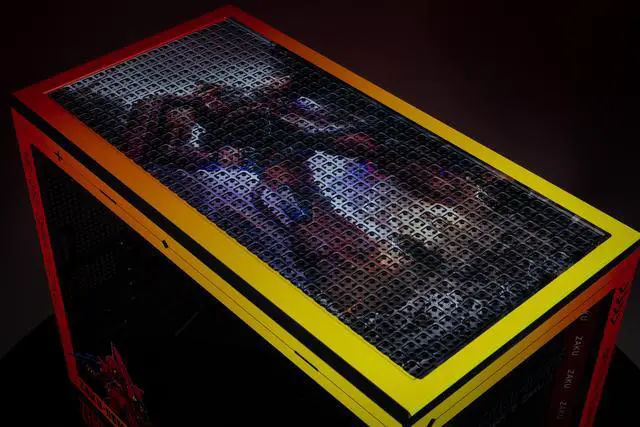 Alt view image 7 of 7 - CORN Bauhaus Micro-ATX ITX Cpmputer Case, 6 Sides + 2 Light Panels Could Be Customized with HD Images(Gundam ZAKU M5-065)