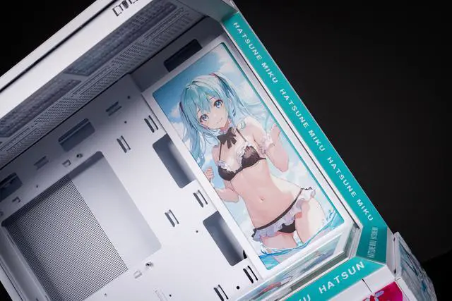 Alt view image 6 of 7 - CORN Bauhaus Micro-ATX ITX Cpmputer Case, 6 Sides + 2 Light Panels Could Be Customized with HD Images(Hatsune Miku)