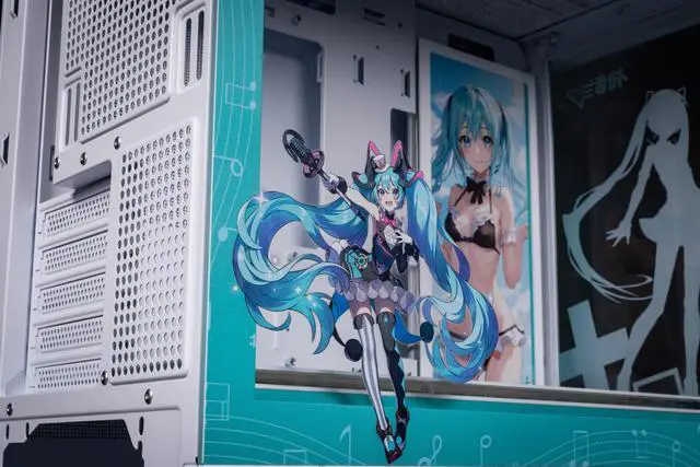 Alt view image 5 of 7 - CORN Bauhaus Micro-ATX ITX Cpmputer Case, 6 Sides + 2 Light Panels Could Be Customized with HD Images(Hatsune Miku)