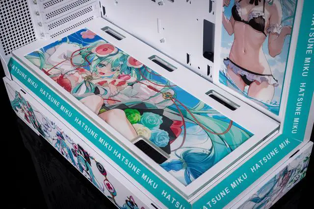 Alt view image 7 of 7 - CORN Bauhaus Micro-ATX ITX Cpmputer Case, 6 Sides + 2 Light Panels Could Be Customized with HD Images(Hatsune Miku)