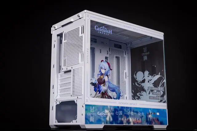 Alt view image 2 of 7 - CORN Bauhaus Micro-ATX ITX Cpmputer Case, 6 Sides + 2 Light Panels Could Be Customized with HD Images(Genshin Impact-Ganyu)