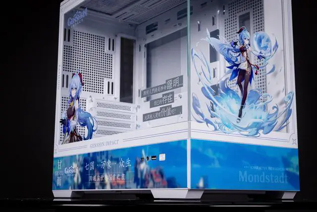 Alt view image 3 of 7 - CORN Bauhaus Micro-ATX ITX Cpmputer Case, 6 Sides + 2 Light Panels Could Be Customized with HD Images(Genshin Impact-Ganyu)