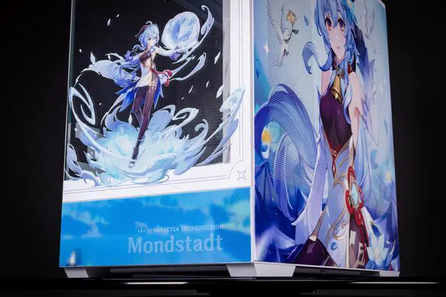 Alt view image 6 of 7 - CORN Bauhaus Micro-ATX ITX Cpmputer Case, 6 Sides + 2 Light Panels Could Be Customized with HD Images(Genshin Impact-Ganyu)