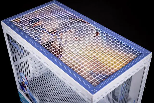 Alt view image 7 of 7 - CORN Bauhaus Micro-ATX ITX Cpmputer Case, 6 Sides + 2 Light Panels Could Be Customized with HD Images(Genshin Impact-Ganyu)