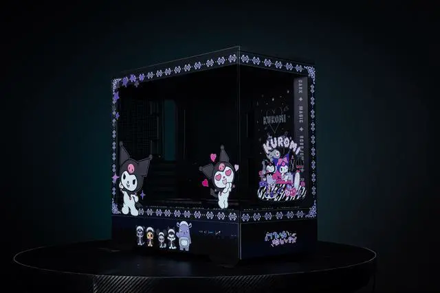 Main image of CORN Bauhaus Micro-ATX ITX Cpmputer Case, 6 Sides + 2 Light Panels Could Be Customized with HD Images(Kuromi Black)