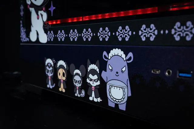 Alt view image 3 of 7 - CORN Bauhaus Micro-ATX ITX Cpmputer Case, 6 Sides + 2 Light Panels Could Be Customized with HD Images(Kuromi Black)