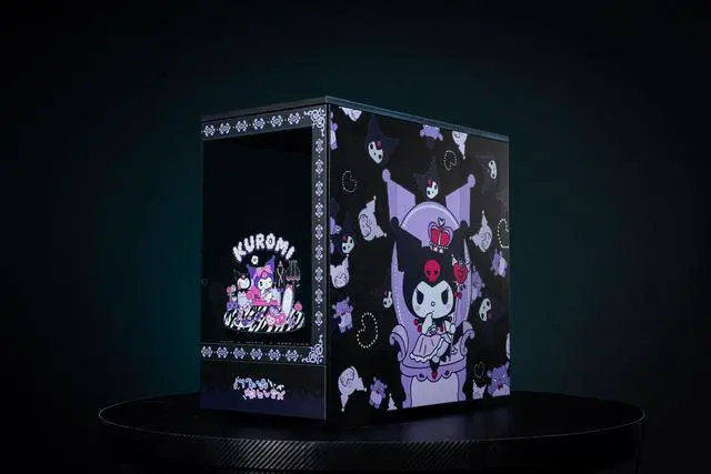 Alt view image 2 of 7 - CORN Bauhaus Micro-ATX ITX Cpmputer Case, 6 Sides + 2 Light Panels Could Be Customized with HD Images(Kuromi Black)