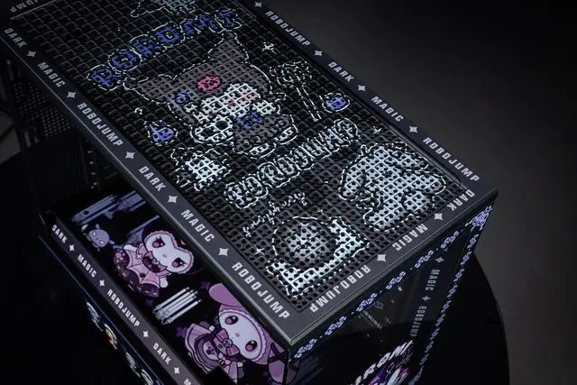 Alt view image 7 of 7 - CORN Bauhaus Micro-ATX ITX Cpmputer Case, 6 Sides + 2 Light Panels Could Be Customized with HD Images(Kuromi Black)