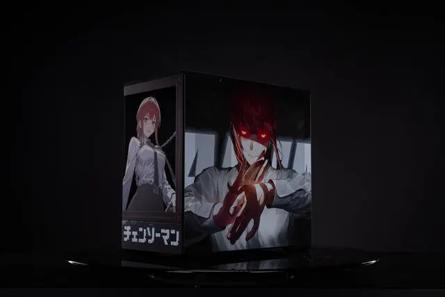 Alt view image 3 of 7 - CORN Bauhaus Micro-ATX ITX Cpmputer Case, 6 Sides + 2 Light Panels Could Be Customized with HD Images(Chainsaw Man-Makima)