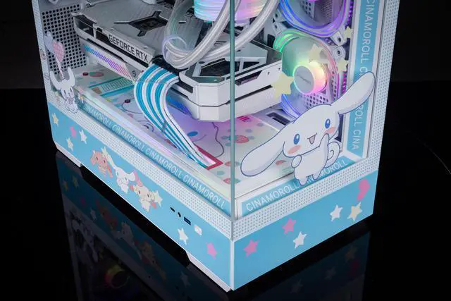 Alt view image 6 of 7 - CORN Bauhaus Micro-ATX ITX Cpmputer Case, 6 Sides + 2 Light Panels Could Be Customized with HD Images(Cinnamoroll)