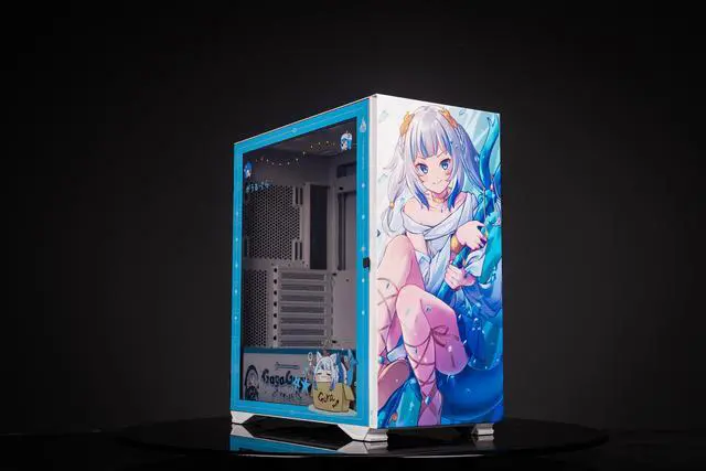 Alt view image 2 of 7 - CORN Glass E-ATX/ATX/Micro ATX Computer Case, 4 Sides + 3 Light Panels Customized with HD Images - Gawr Gura