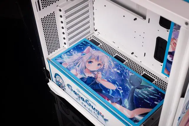Alt view image 6 of 7 - CORN Glass E-ATX/ATX/Micro ATX Computer Case, 4 Sides + 3 Light Panels Customized with HD Images - Gawr Gura