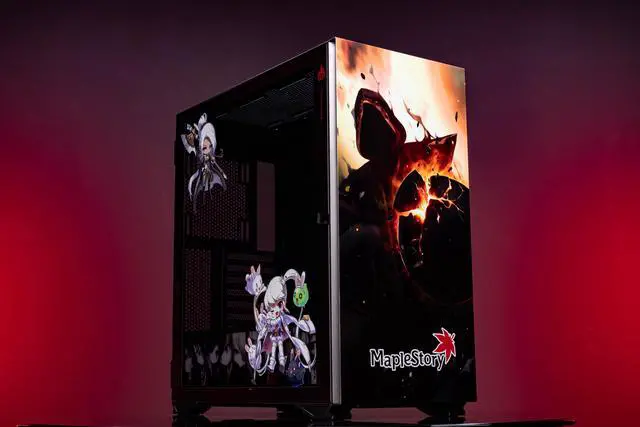 Main image of CORN Glass E-ATX/ATX/Micro ATX Computer Case, 4 Sides + 3 Light Panels Customized with HD Images - MapleStory